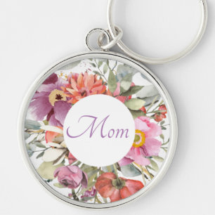 Llavero Beautiful Pink Floral Frame  on white   Mom