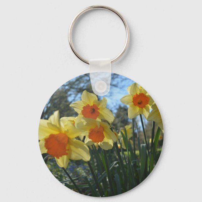 Llavero Beautiful spring yellow,orange daffodil flowers (Anverso)