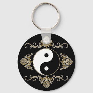 Llavero Beautiful Yin Yang Design in Black and Gold