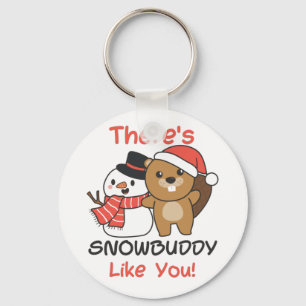 Llavero Beaver, hay Snowamigo como Snowman Pun Keychain