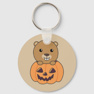 Llavero Beaver In Pumpkin Sweaver Happy Halloween Key