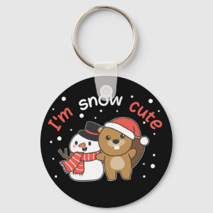Llavero Beaver soy Nieve Cute Snowman Nieve Pun Keychain