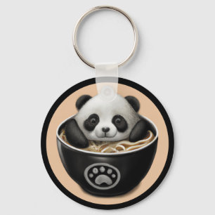 Llavero Bebé Cute Panda Bear En Un Tazón De Ramen