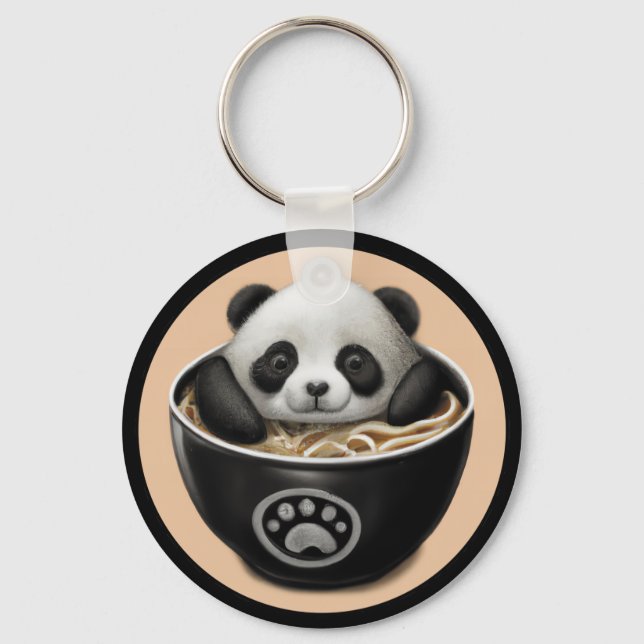 Llavero Bebé Cute Panda Bear En Un Tazón De Ramen (Anverso)