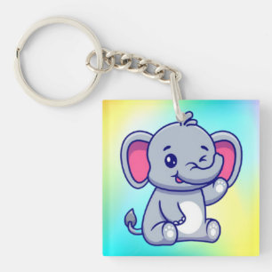 Llavero Bebé elefante lindo sentado dibujo animado-23800