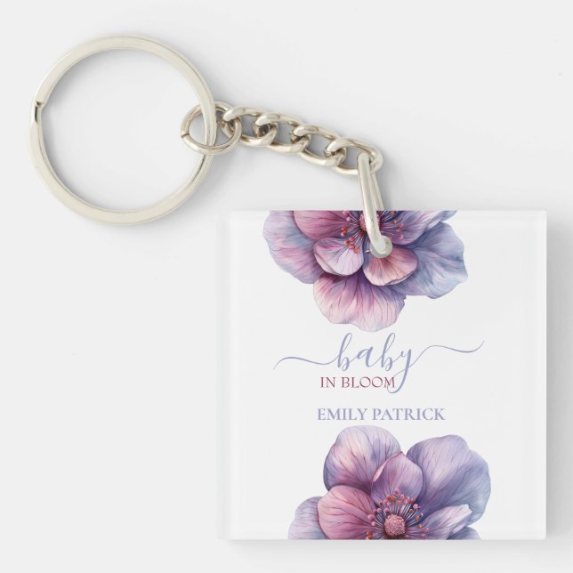 Llavero Bebé en flor | ducha de bebé floral (Frente)