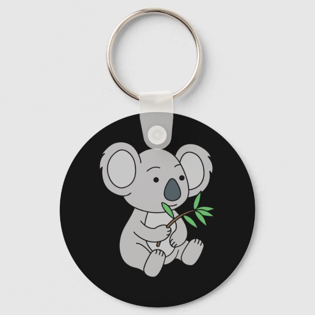 Llavero Bebé lindo Koala con hojas de eucalipto (Anverso)