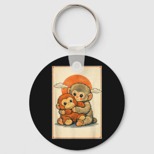 Llavero Bebé mono kawaii mono lindo macaco japonés Ukiyo-e