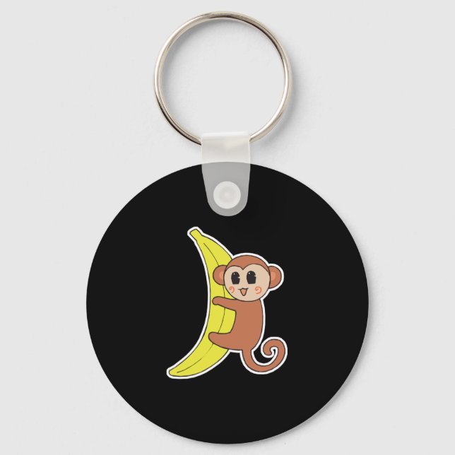 Llavero bebé mono lindo en banana (Anverso)