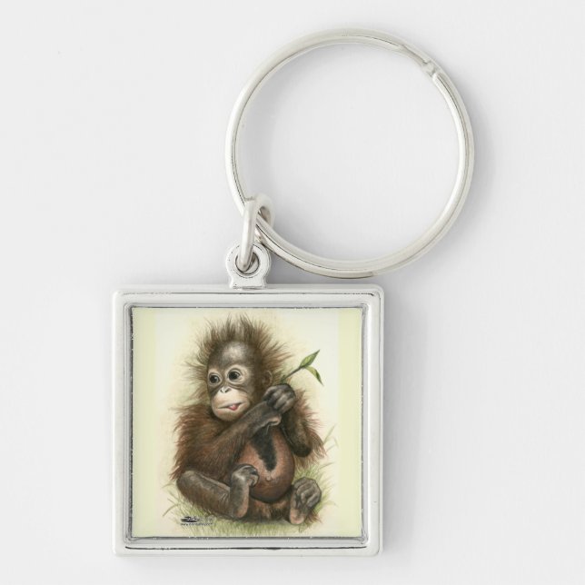 Llavero Bebé Orangután Con Hojas (Frente)