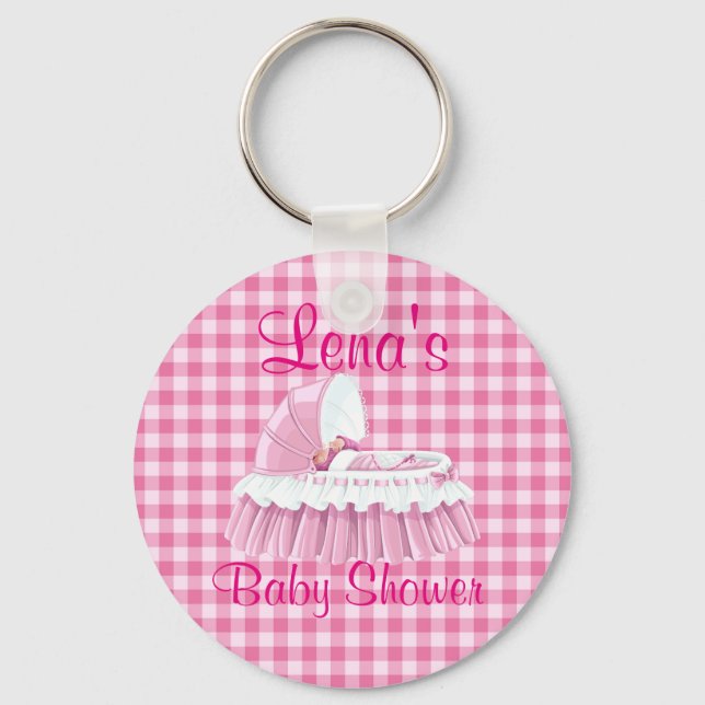 Llavero Bebé Rosa Gingham Vintage Rufled Keychain (Anverso)