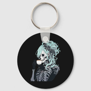 Llavero Beber Skeleton Messy Bun Halloween Chica de disfra