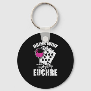 Llavero Beber vino y tocar Euchre Kartenspiel