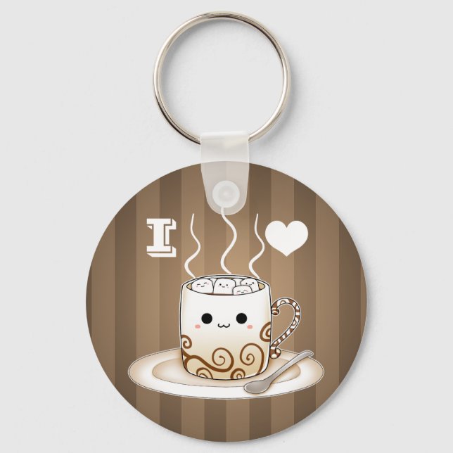 Llavero Bebida de cacao caliente cute kawaii (Anverso)