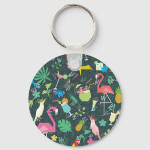 Llavero Bebidas De Aves Tropicales: Vibrantes Sin Mar.