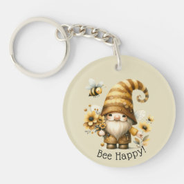 Llavero ¡Bee Happy! ¡Bee Kind! Gnomes, abejas y flores