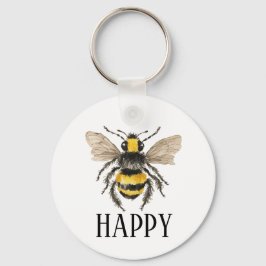 Llavero Bee Happy Honey Bee Keychain