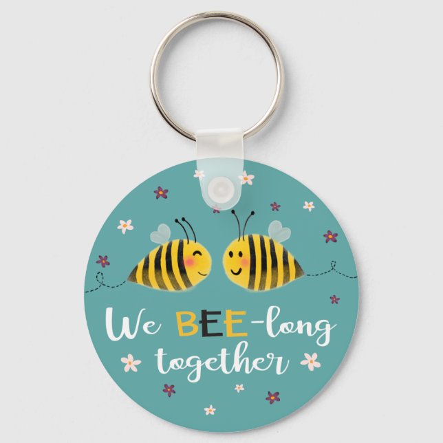 Llavero BEE-long junto con abejas y flores Valentine (Anverso)