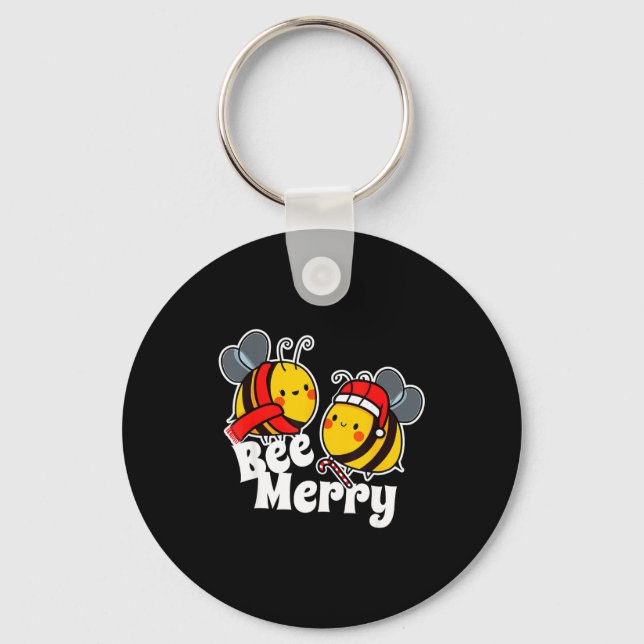 Llavero Bee Merry _ Cute Honey Bees Santa Claus _ Christma (Anverso)