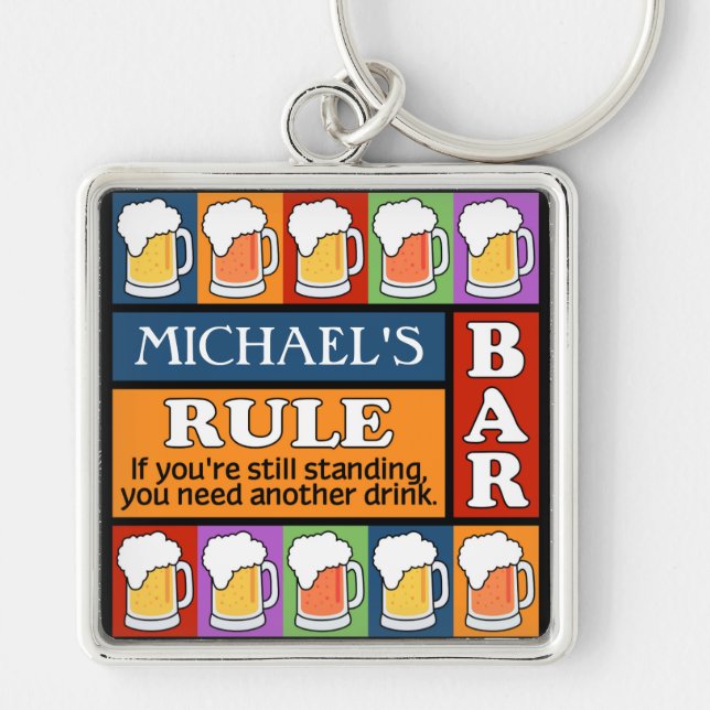 Llavero BEER Bar Pop Art CUSTOM NOMBRE cadena de claves (Frente)