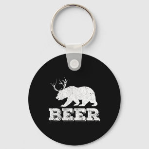 Llavero Beer Bear Deer Funny Hunding Vintage