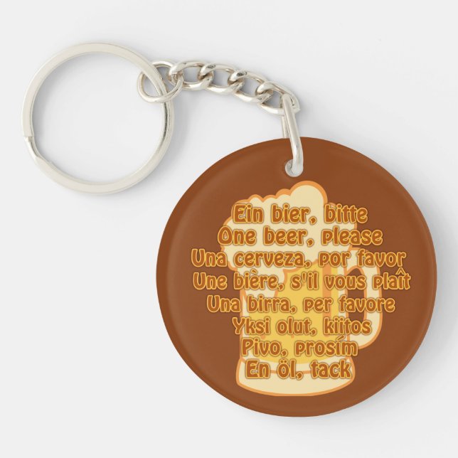 Llavero BEER en idiomas personalizado clave cadena (Frente)