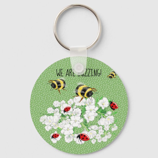 Llavero BEES y LadyBugs - Arte de LeahG Salvar las abejas (Anverso)