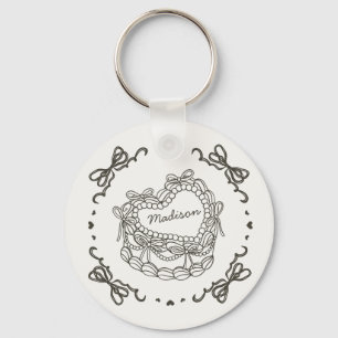 Llavero Beige Bow Retro Coquette Cake Favores