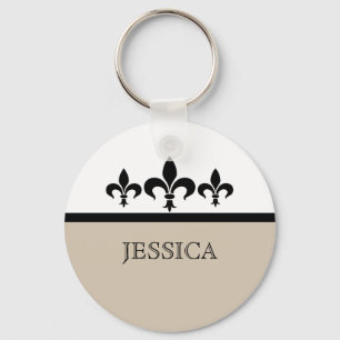 Llavero Beige Swanky Fleur De Lis Keychain