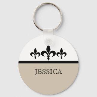 Llavero Beige Swanky Fleur De Lis Keychain