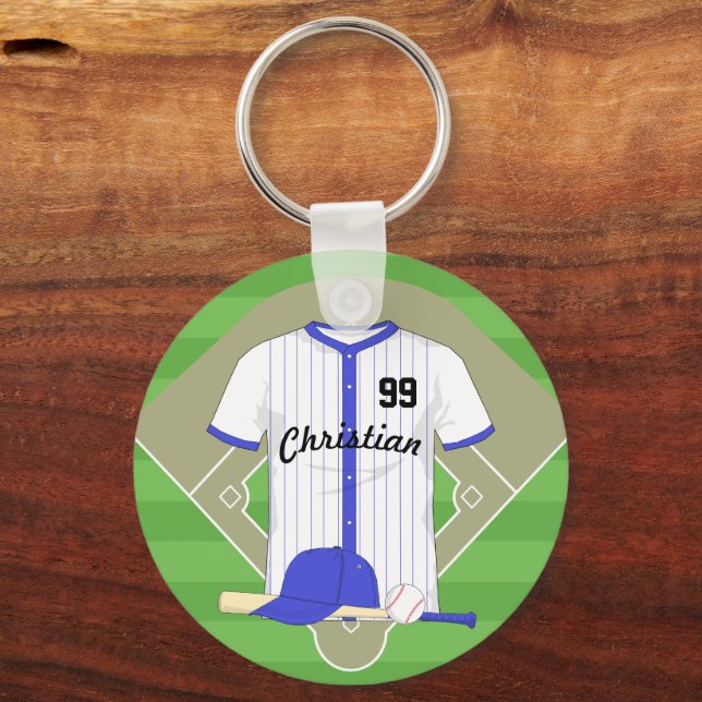 Llavero Béisbol azul personalizado (Anverso)