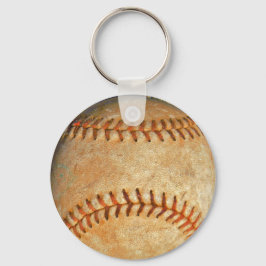 Llavero Béisbol Blanco Vintage costura roja