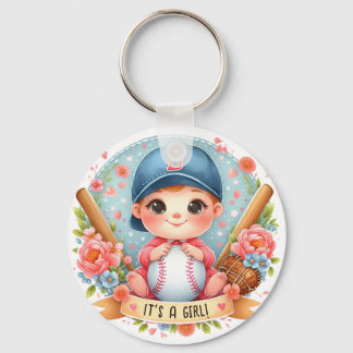 Llavero Béisbol Bliss Invitación Bebé Floral Bebé