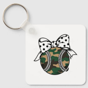 Llavero Béisbol de camuflaje con lazo de lunares
