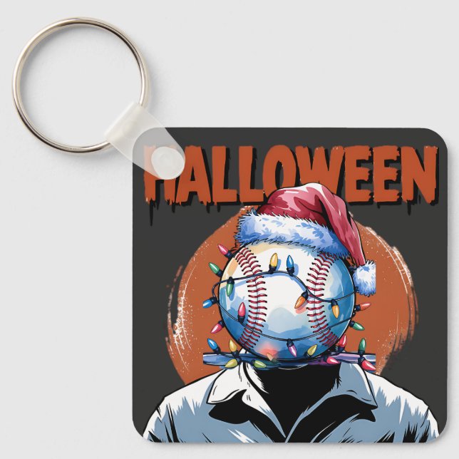 Llavero Béisbol festivo: Halloween se reúne con Navidades (Anverso)