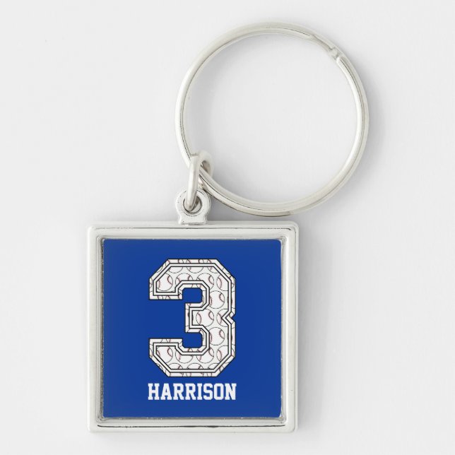 Llavero Béisbol personalizado número 3 (Frente)
