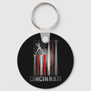 Llavero Béisbol Retro Cincinnati Bandera Americana Deterio