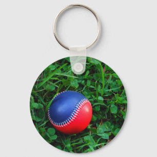 Llavero Béisbol rojo y azul con puntas blancas
