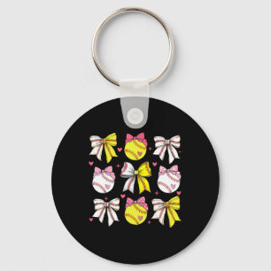 Llavero Béisbol Softball Coquette Bow Game Day Heart Love