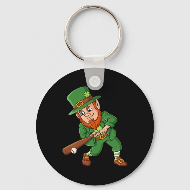 Llavero Béisbol St Patricks Día Leprechaun Hitter Batter (Anverso)