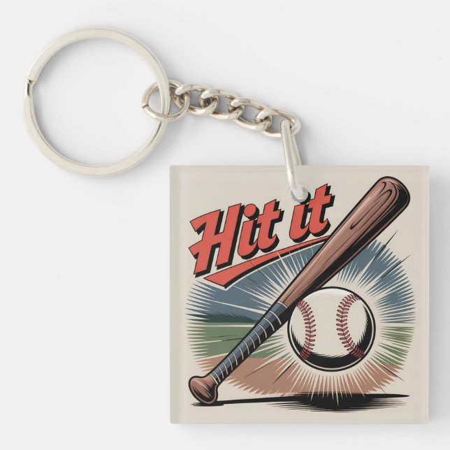 Llavero Béisbol vintage "Hit It" Deportes retro (Frente)
