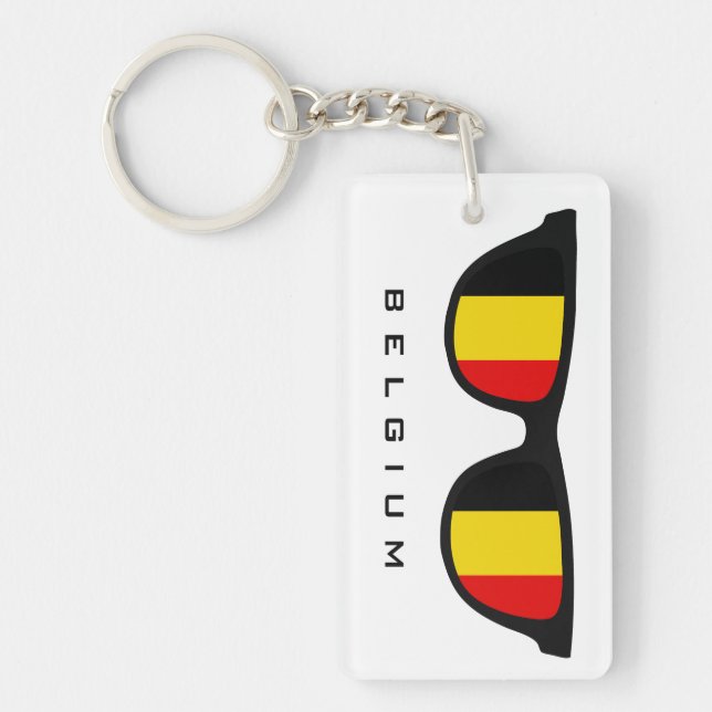 Llavero Bélgica Shades personalizado de texto y cadena de  (Frente)