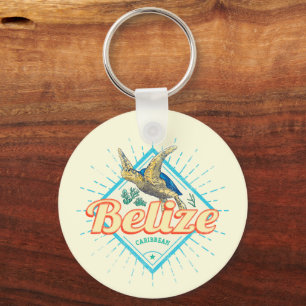 Llavero Belice Caribe Retro Turtle Vintage Souvenir