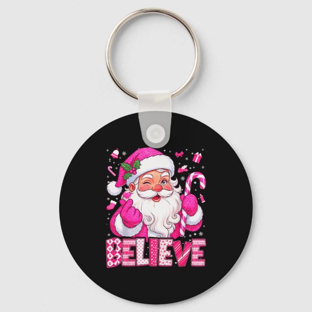 Llavero Believe Cute Nk Santa Candy Cane Christmas Xmas Gi (Anverso)