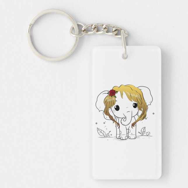 Llavero Bella elefante bebé hembra con pelo amarillo (Frente)