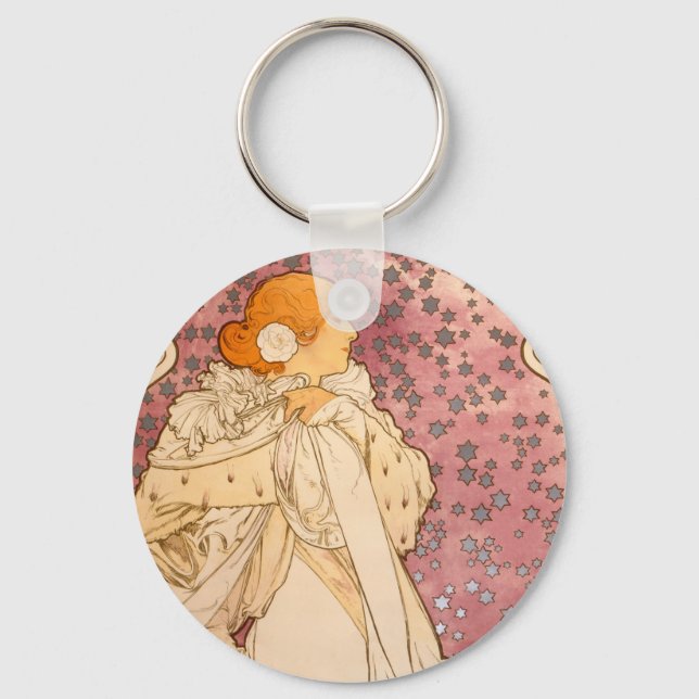 Llavero Belleza de mujer mucha Art Nouveau (Anverso)