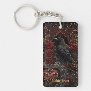 Llavero Belleza Gótica Oscura Rosas Rojas Cuervo Negro Páj