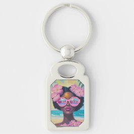 Llavero Belleza tropical en tonos rosados