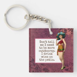 Llavero Belleza vintage Beber vino divertido