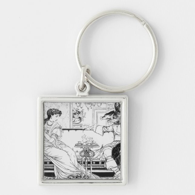 Llavero Belleza y la bestia, 1874 (litho) (foto de b/w) (Frente)